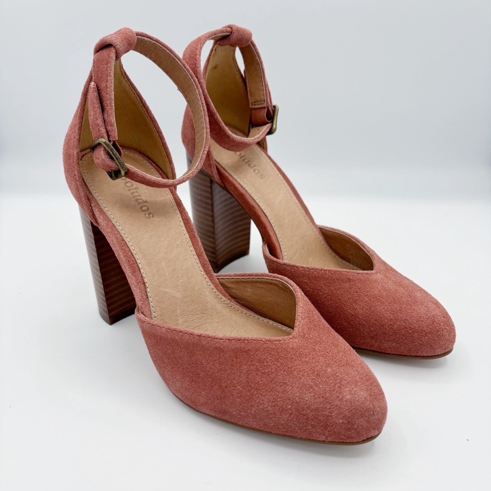Soludos Pink Suede Gemma Heels Sz 35.5 US 5 NEW NWOB